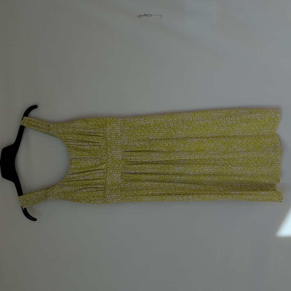 ANN TAYLOR | Sleeveless Empire Waist Chartreuse & White Dress - Picture 3 of 10